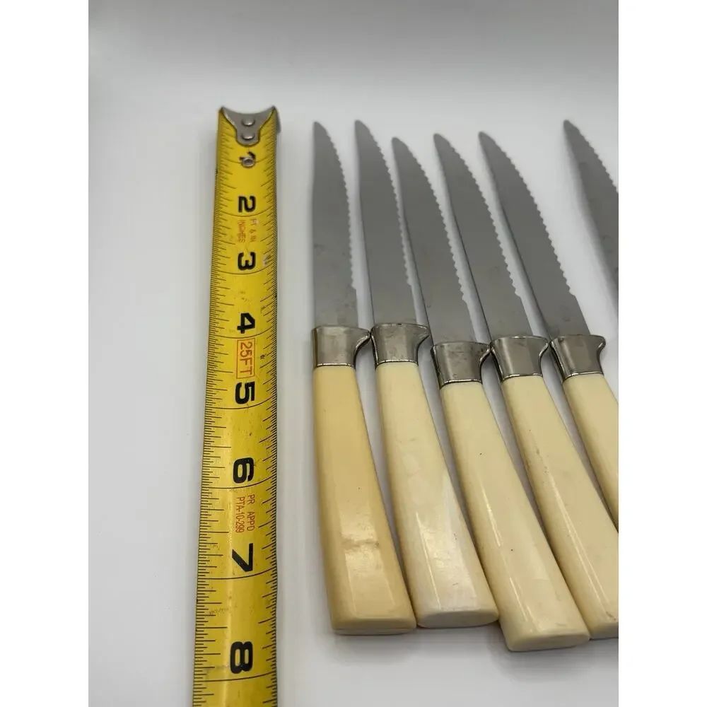 Vintage Regent Sheffield Stainless Steel Steak Knives Set of 6 Made in England
